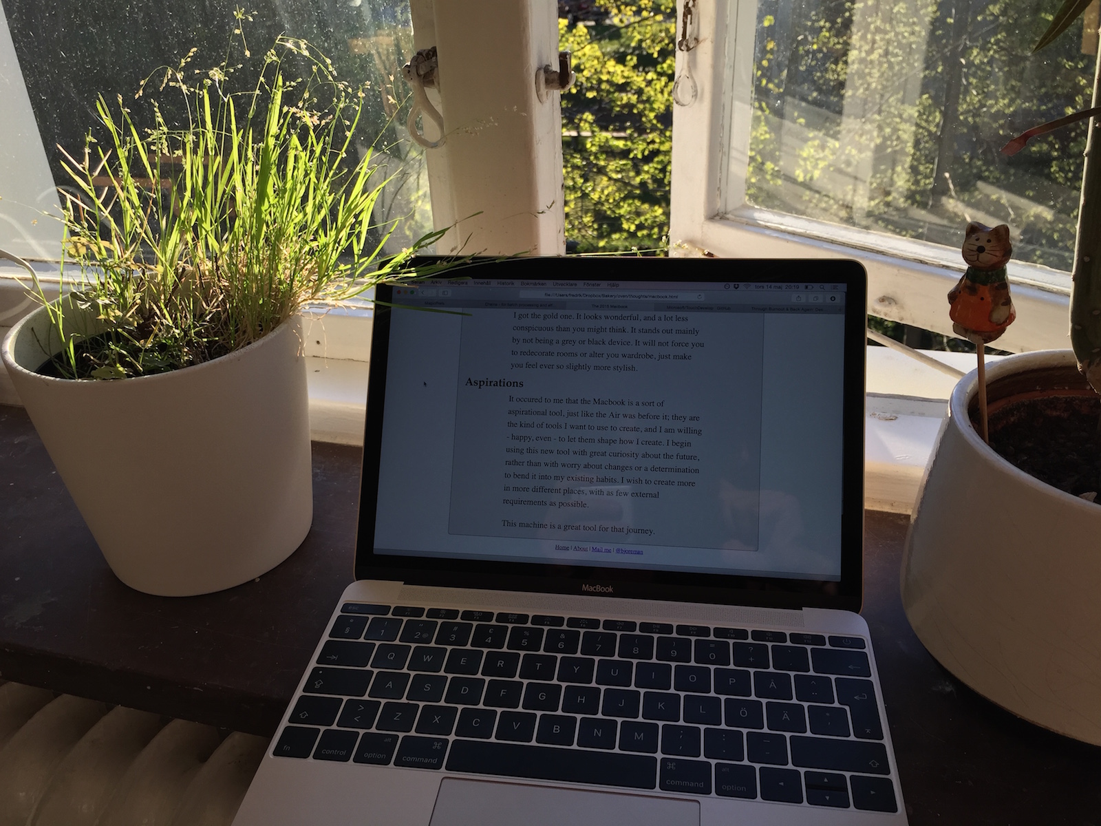 2015 Macbook with a spot in the sun