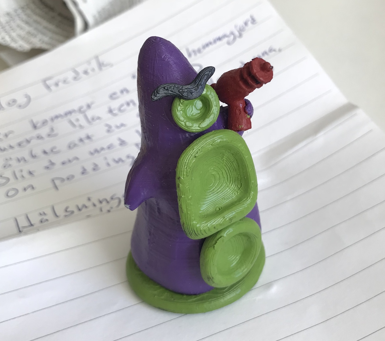 Purple tentacle, in 3d-printed glory