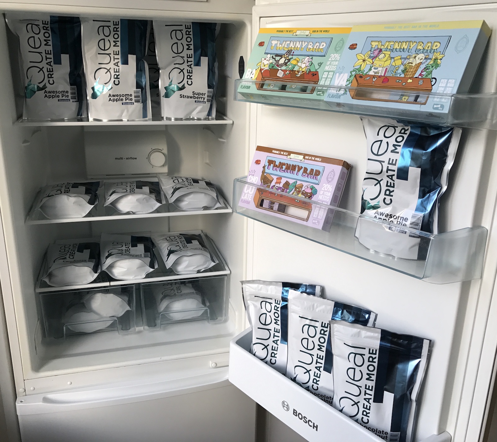 A fridge full of Queal, and some Twennybars
